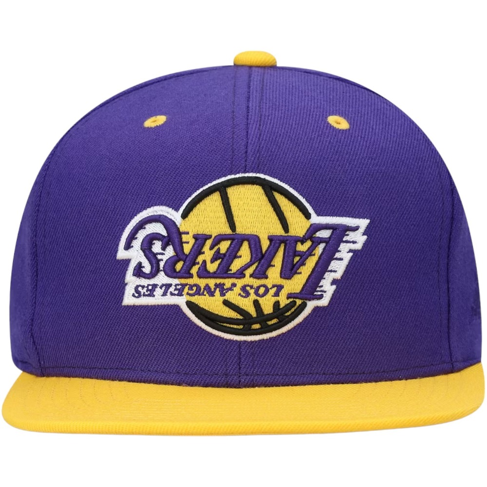 Los Angeles Lakers Mitchell & Ness NBA Upside Down Purple Gold Snapback Hat OSFM